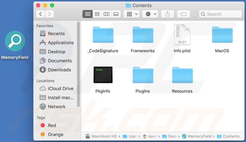 MemoryField adware install folder