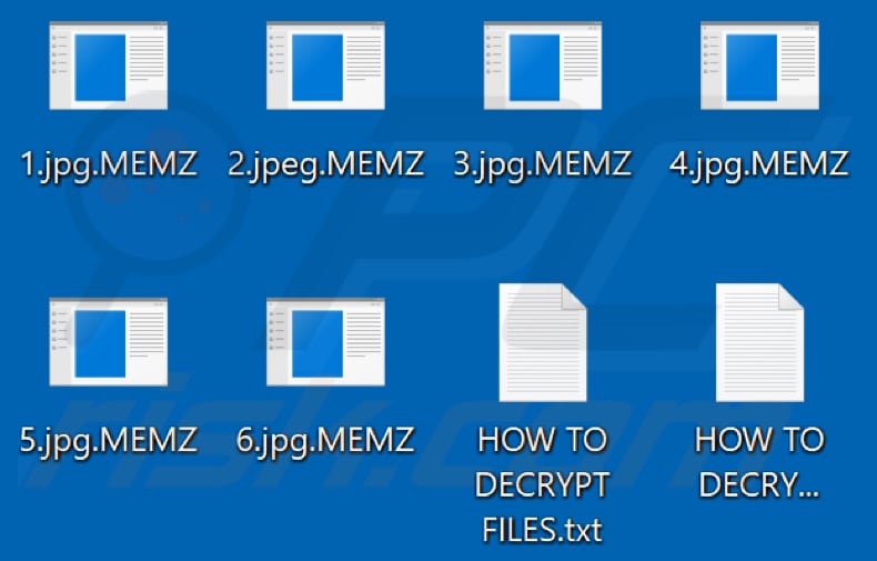 Files encrypted by MEMZ ransomware (.MEMZ extension)