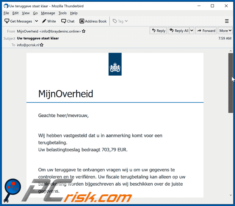 MijnOverheid scam email appearance (GIF)