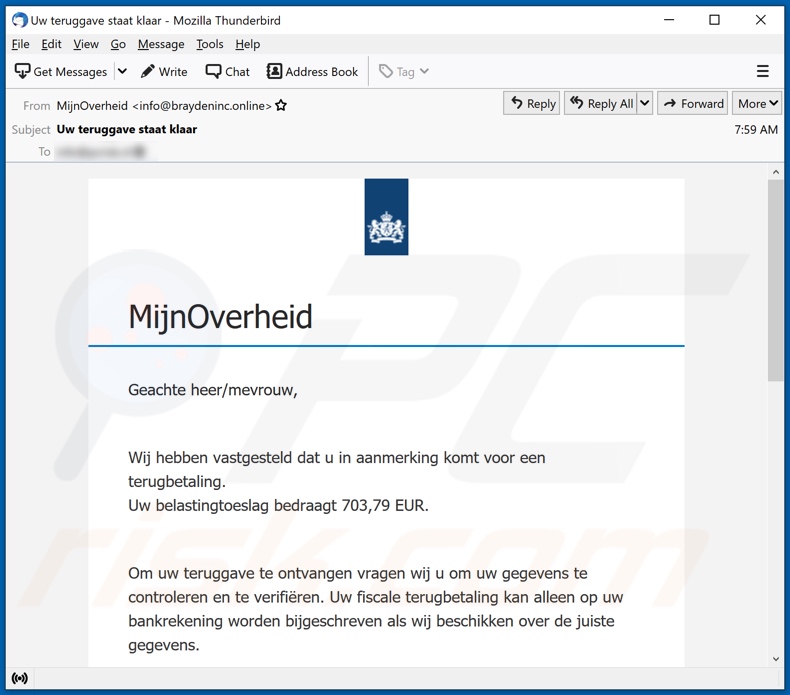 MijnOverheid email spam campaign