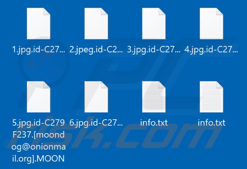 Files encrypted by MOON ransomware (.MOON extension)