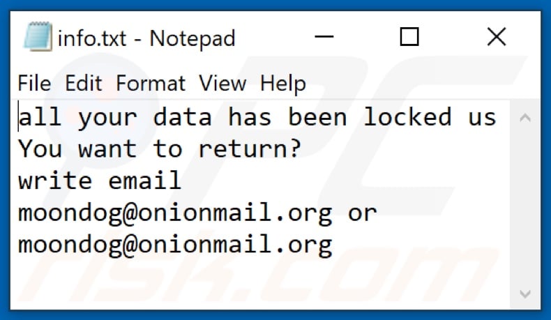 MOON ransomware text file (info.txt)