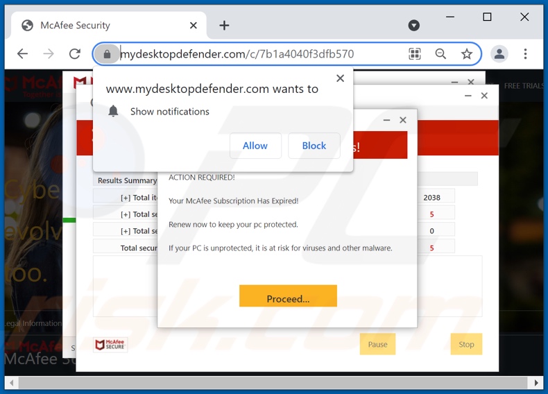 mydesktopdefender[.]com pop-up redirects