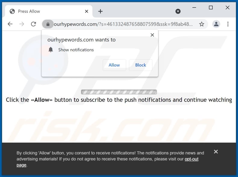 ourhypewords[.]com pop-up redirects