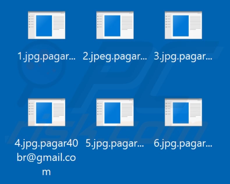 Files encrypted by Pagar ransomware (.pagar40br@gmail.com extension)