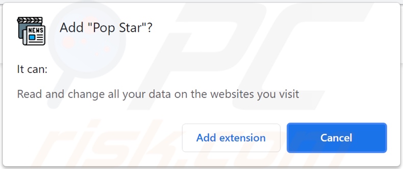 Pop Star adware asking for data-related permissions