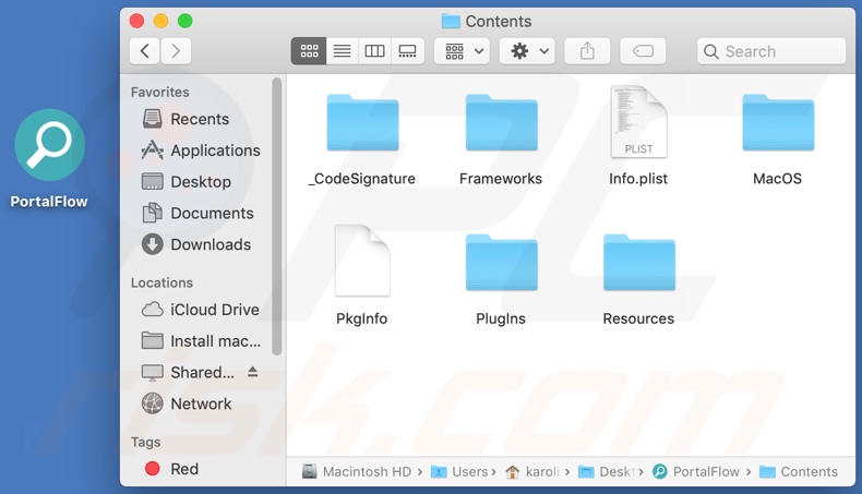 PortalFlow adware install folder