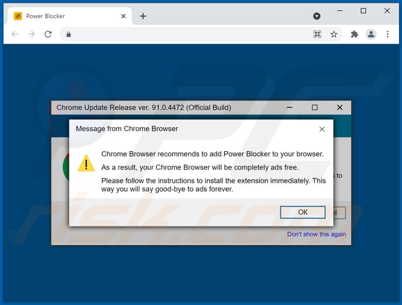 power blocker adware deceptive website used to promote adware