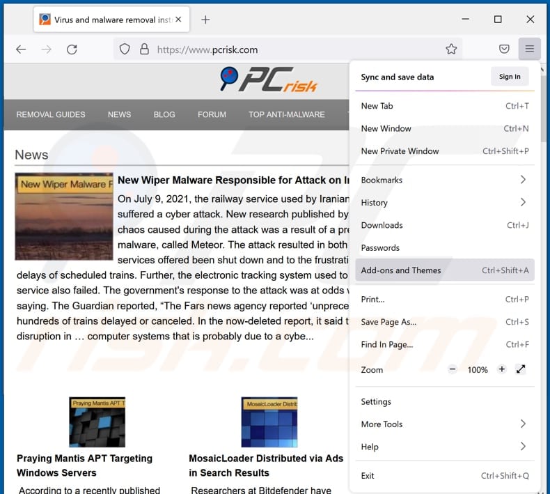 Removing Power Blocker ads from Mozilla Firefox step 1