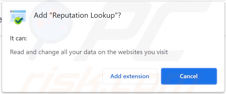 Reputation Lookup adware asking data-related permissions