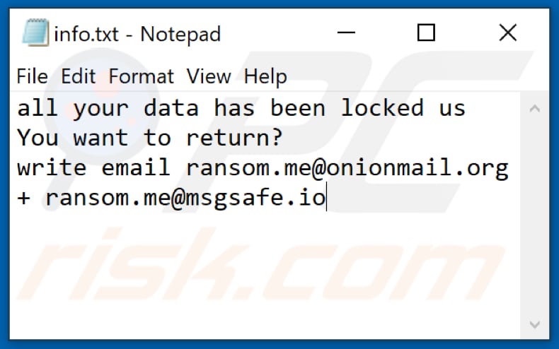 RME ransomware text file (info.txt)