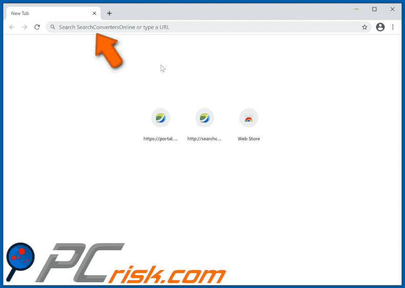 SearchConvertersOnline browser hijacker redirecting to searchlee.com (GIF)