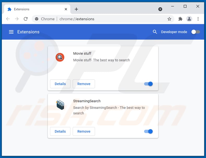 Removing searchstreamz.com related Google Chrome extensions