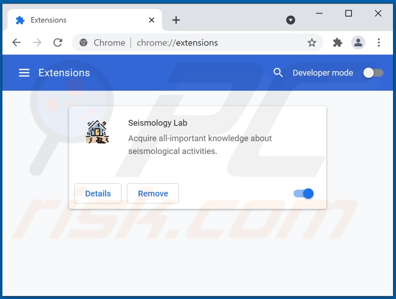 Removing Seismology Lab ads from Google Chrome step 2