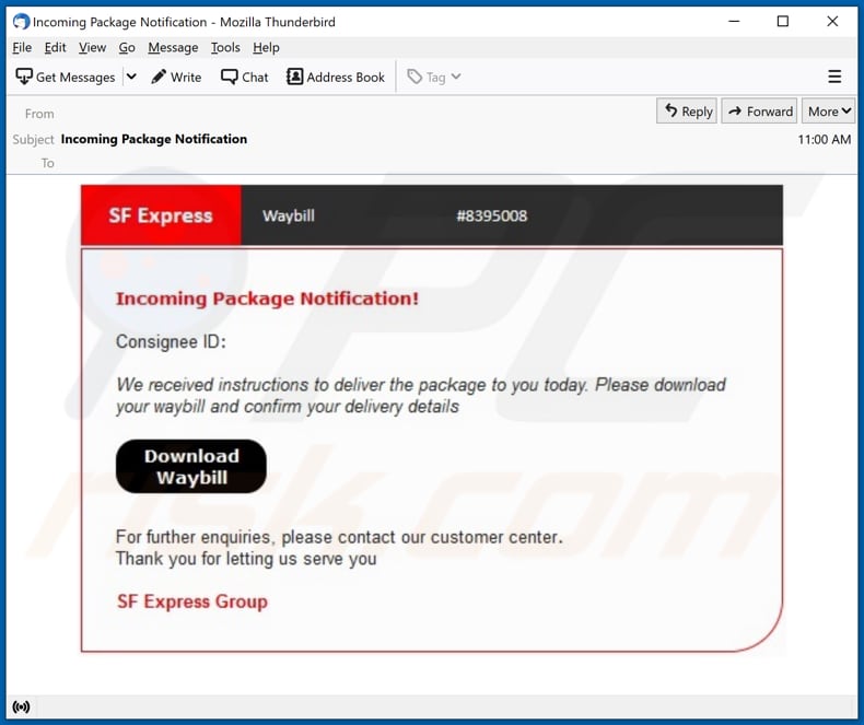 SF Express email scam email spam campaign