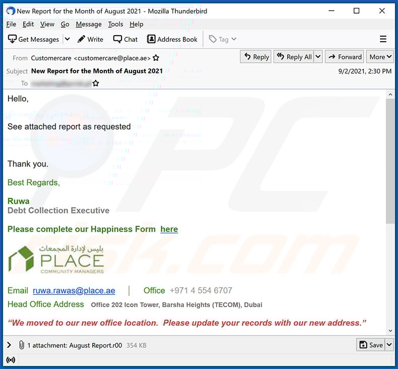 Snake keylogger-spreading spam email (2021-09-08)