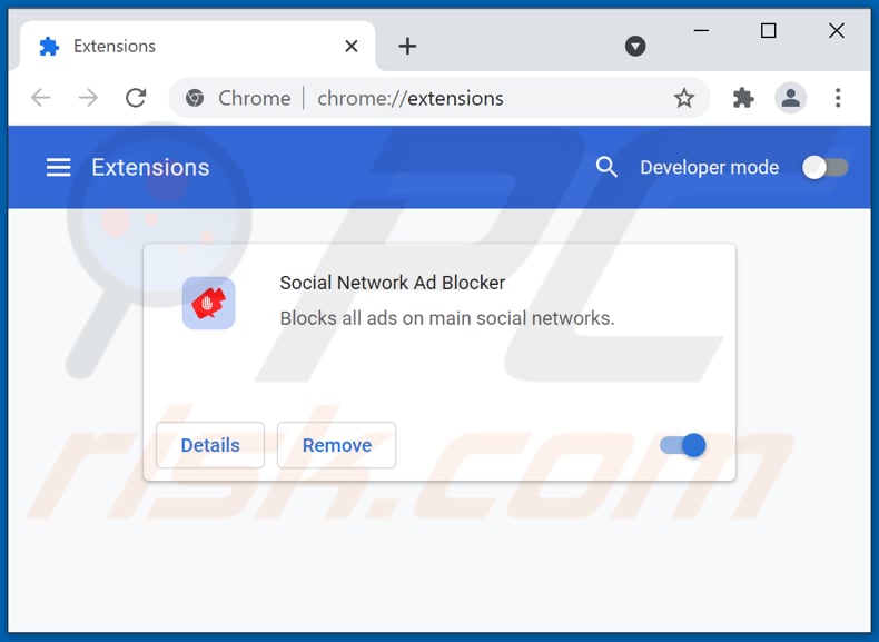 Removing Social Network Ad Blocker ads from Google Chrome step 2
