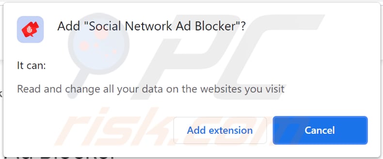 Social Network Ad Blocker adware asking data-related permissions