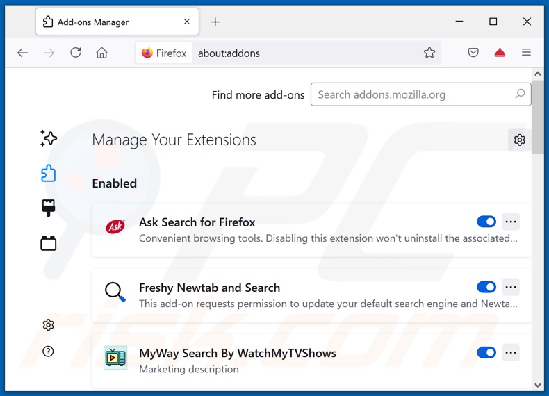 Removing rogue extensions from Mozilla Firefox step 2