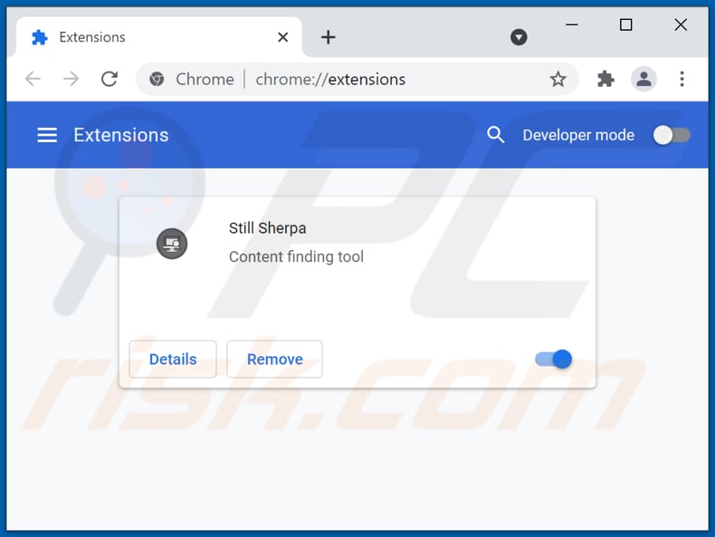 Removing Still Sherpa ads from Google Chrome step 2