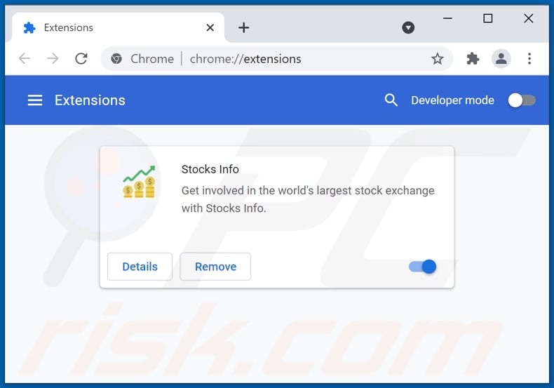 Removing Stocks Info ads from Google Chrome step 2