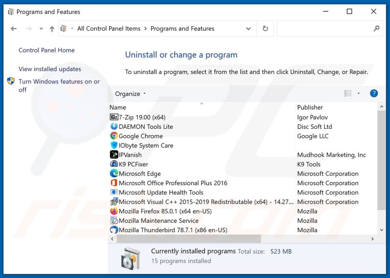 Stocks Info adware uninstall via Control Panel