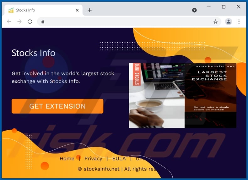 Stocks Info adware promoting website
