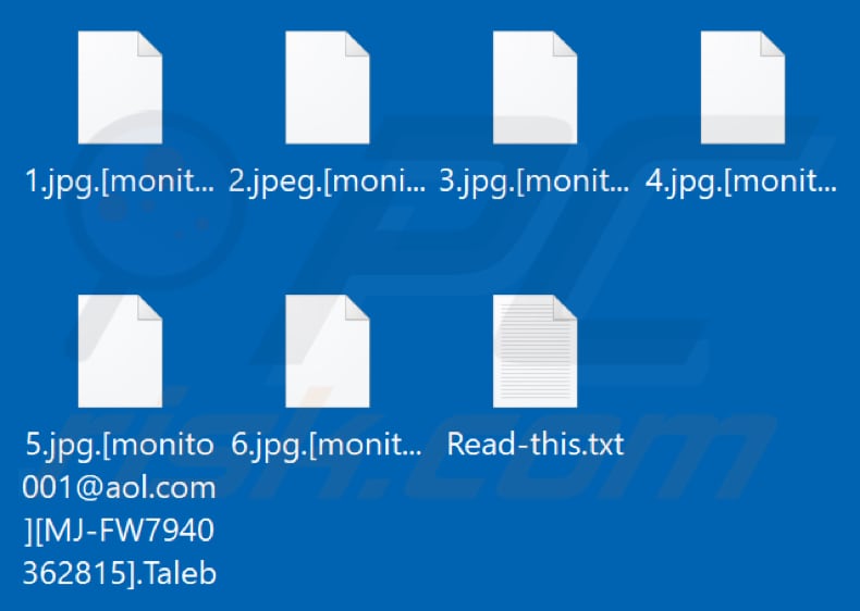 Files encrypted by Taleb ransomware (.Taleb extension)