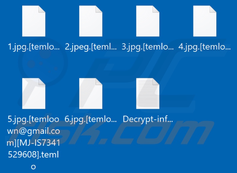 Files encrypted by Temlo ransomware (.temlo extension)