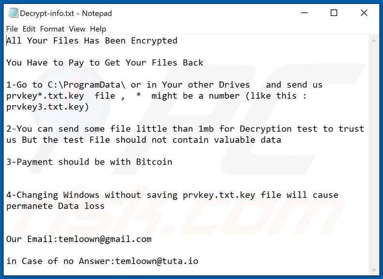 Temlo decrypt instructions (Decrypt-info.txt)