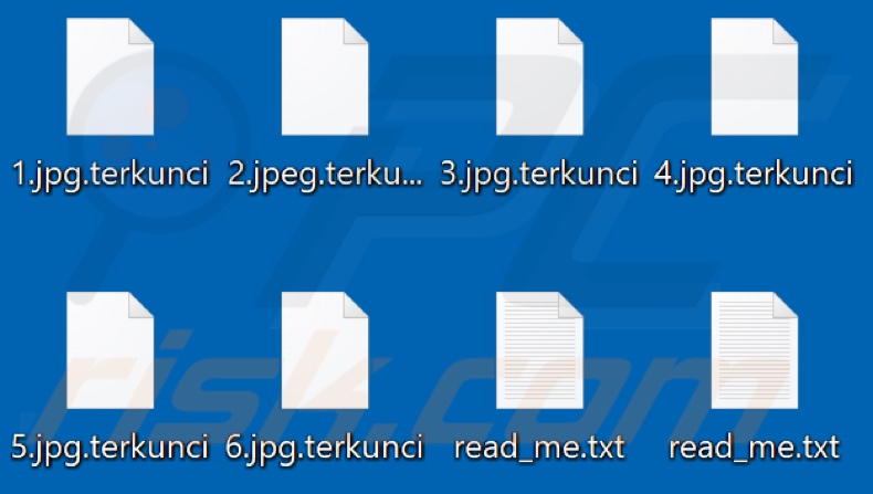 Files encrypted by Terkunci ransomware (.terkunci extension)