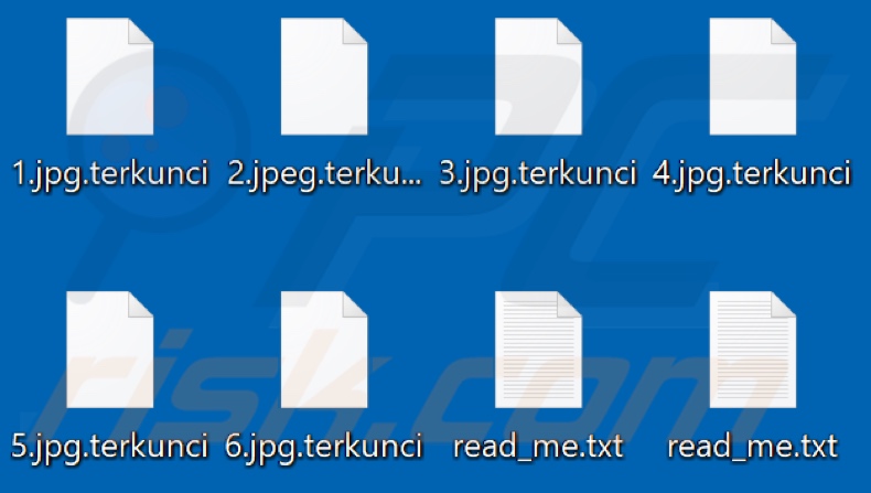Files encrypted by Terkunci ransomware (.terkunci extension)