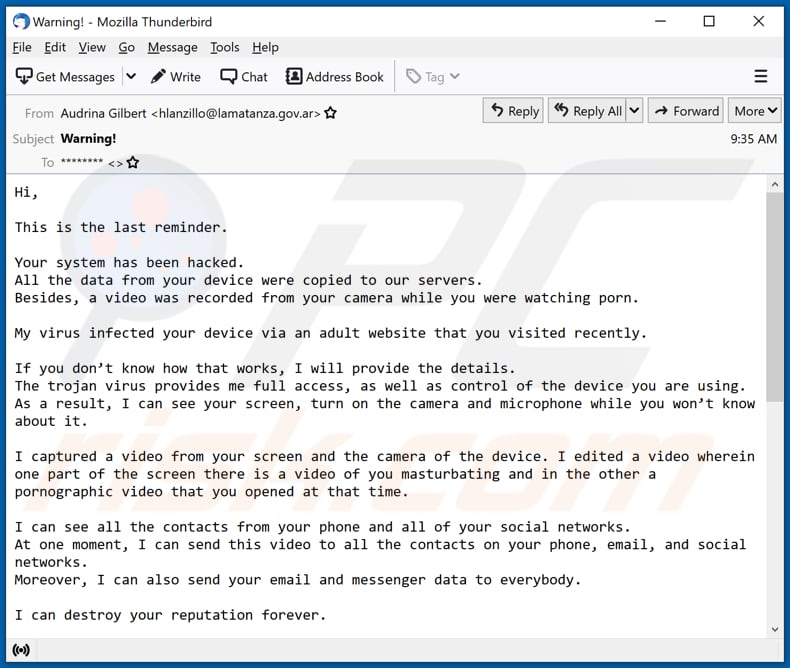 This Is The Last Reminder Email Scam Removal And Recovery Steps updated 