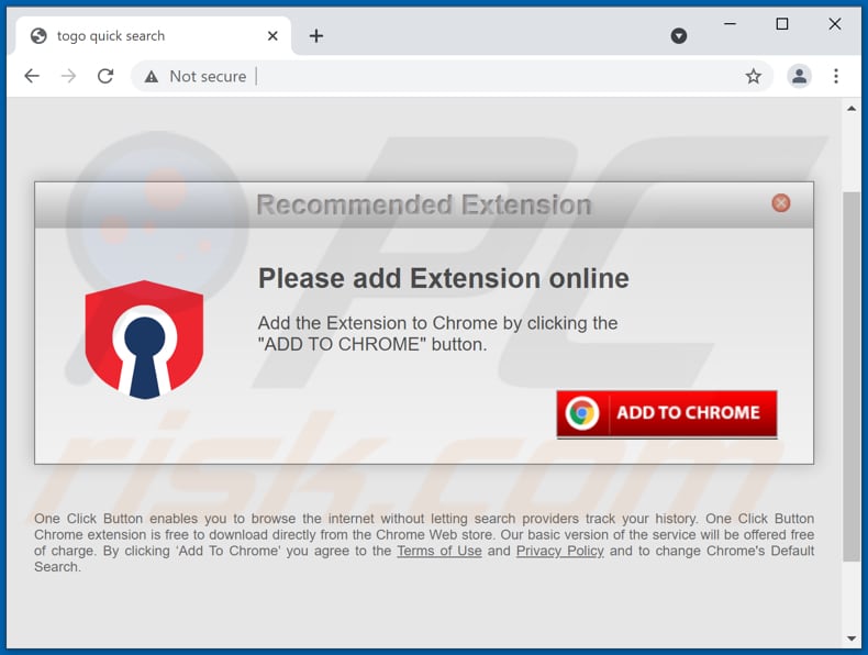 Website used to promote Togo Quick Search browser hijacker