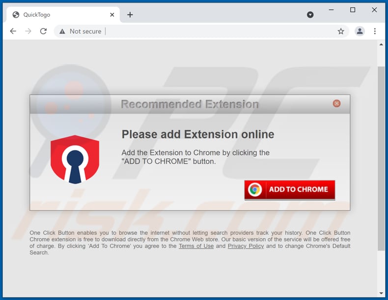 Website used to promote QuickTogo browser hijacker