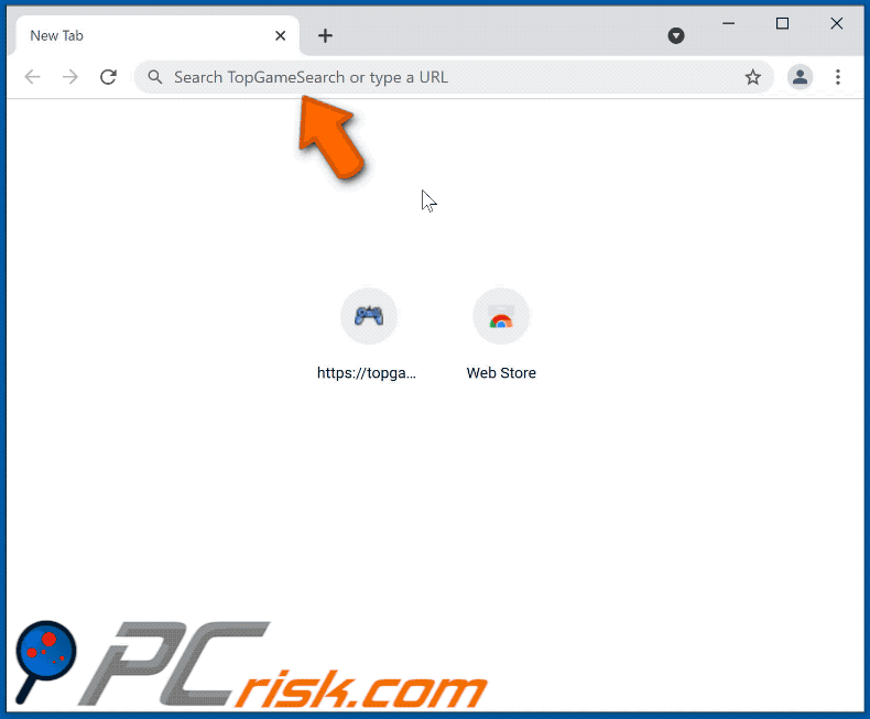 TopGameSearch browser hijacker redirecting to nearbyme.io (GIF)
