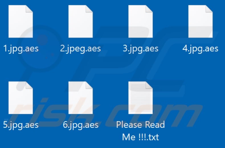 Files encrypted by Umbrella Security ransomware (.aes extension)