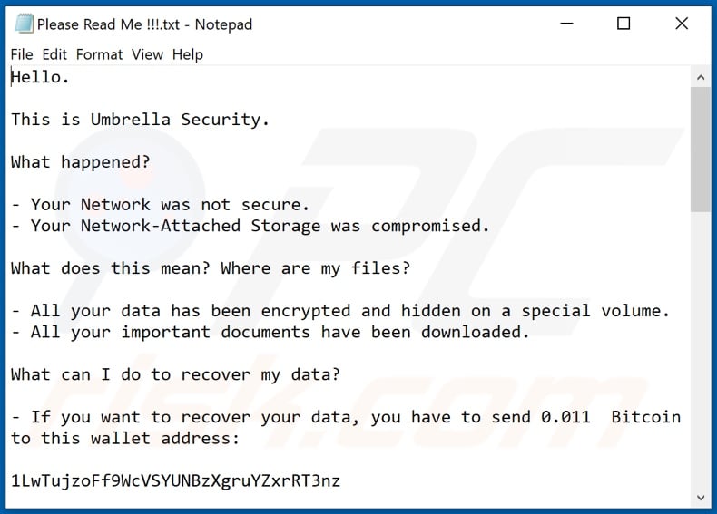 Umbrella Security decrypt instructions (Please Read Me !!!.txt)