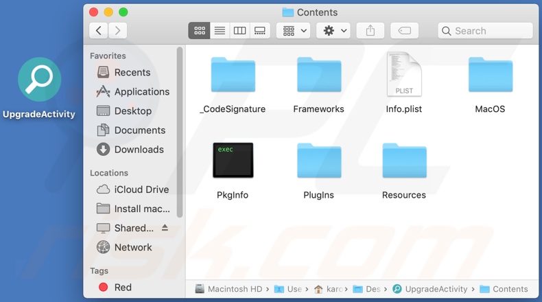 UpgradeActivity adware install folder