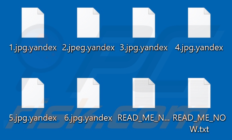 Files encrypted by Yandex ransomware (.yandex extension)