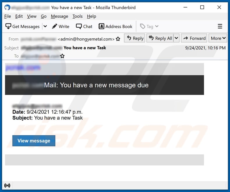 You have a new message due email spam campaign