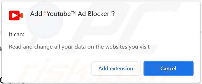 Youtube Ad Blocker adware asking for data-related permissions