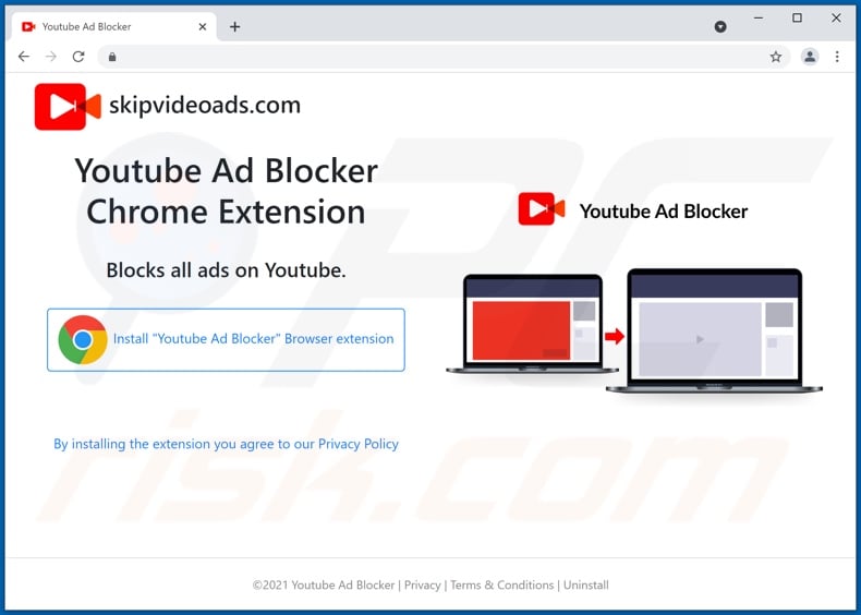 Youtube Ad Blocker adware promoting site