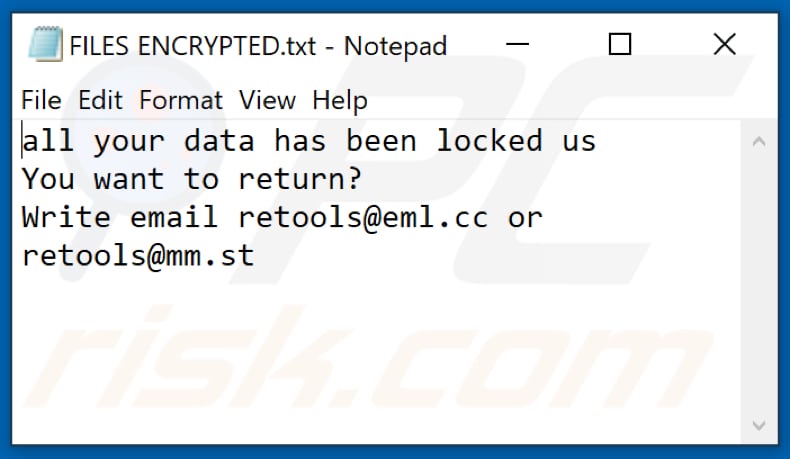 yUixN ransomware text file (FILES ENCRYPTED.txt)