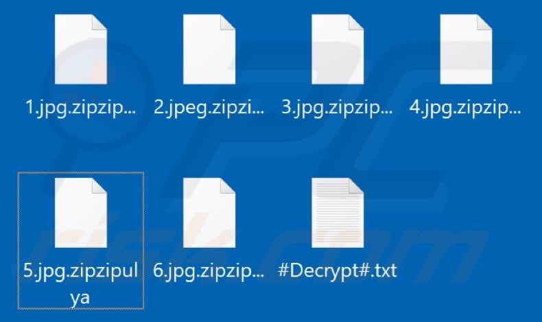 Files encrypted by Zip Zipulya ransomware (.zipzipulya extension)