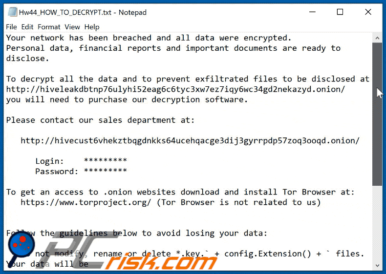 zvw5k ransomware ransom note Hw44_HOW_TO_DECRYPT.txt appearance