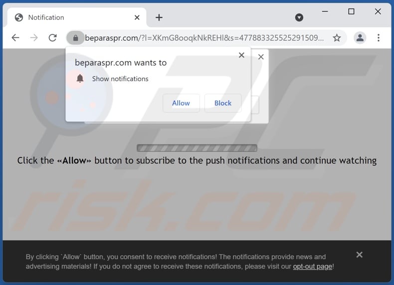 beparaspr[.]com pop-up redirects