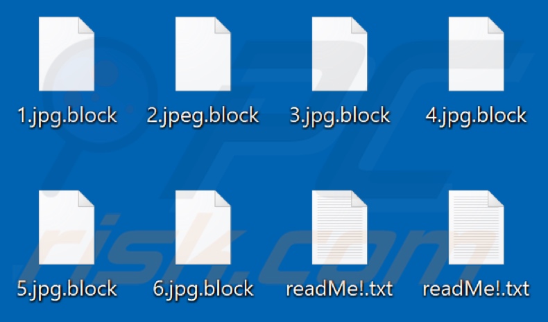 Files encrypted by Block ransomware (.block extension)