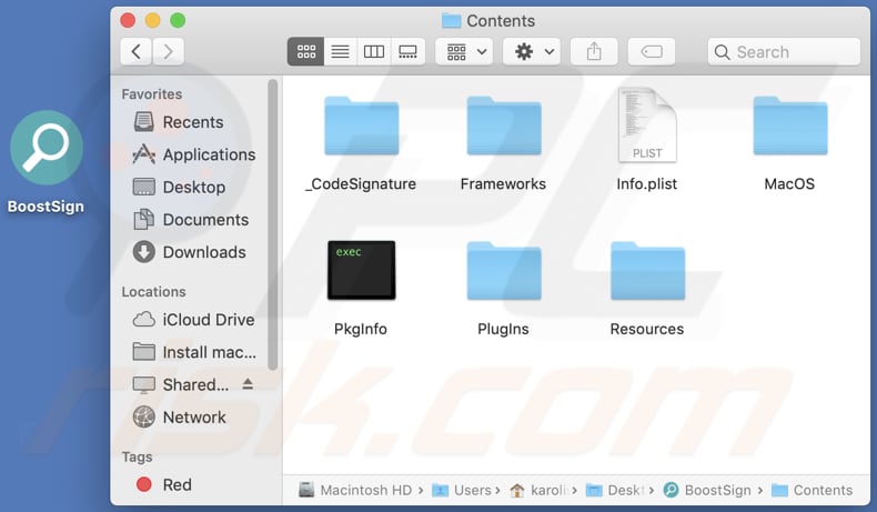 boostsign adware contents folder