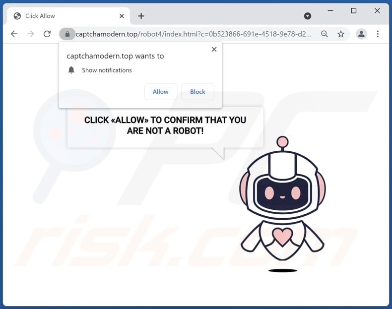 captchamodern[.]top pop-up redirects